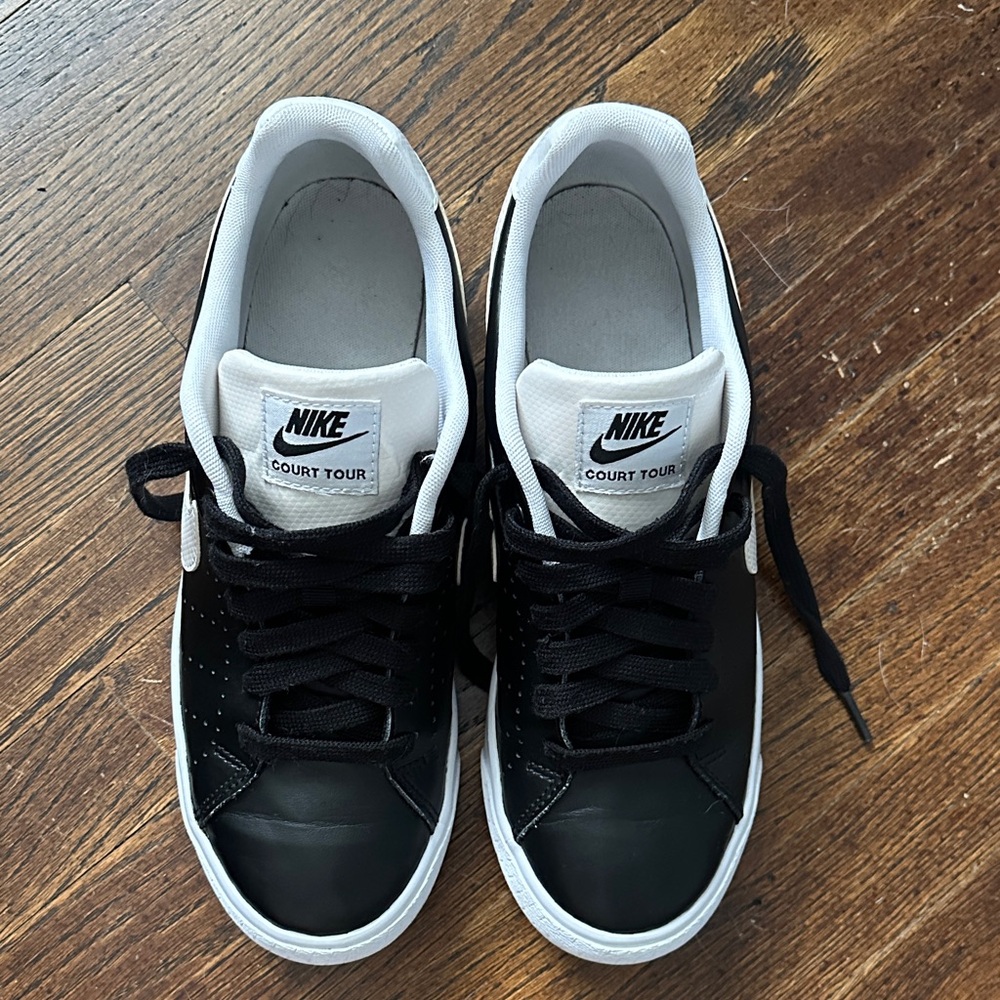 Nike court tour black and white leather shoes 9 - Picture 6 of 7